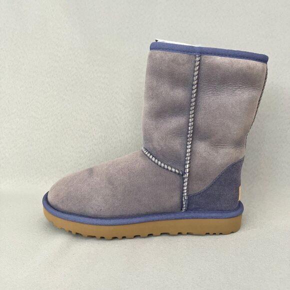 Womens UGG Boots Purple Classic Short Suede Wool Bold Blue Trim Malibu Boho Sz 6 - Picture 13 of 16